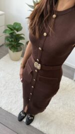 Vestido de malha castanho