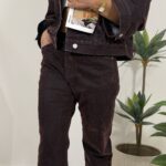 Calças de ganga bordeaux aveludadas - Lumina