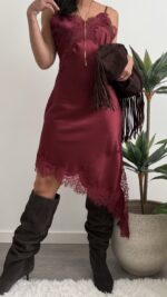 Vestido/Túnica bordeaux com renda - Image 2