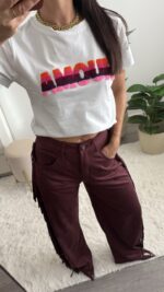 Calças bordeaux franjas - Lumina - Image 5