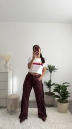 Calças bordeaux franjas - Lumina - Image 2