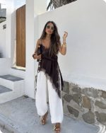 Vestido/Túnica castanho com renda - Lumina - Image 9