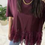 T-shirt bordeaux renda - LUMINA