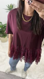T-shirt bordeaux renda - LUMINA