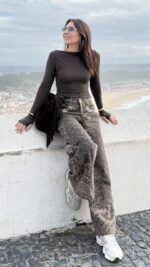 Jeans castanhas com padrão - Mochy - Image 5