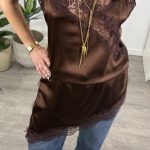 Vestido/Túnica castanho com renda - Lumina