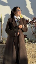 Sobretudo 100% lã castanho