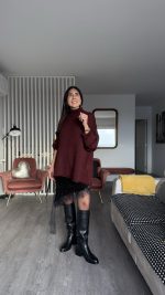Camisola bordeaux oversize gola alta - Image 4