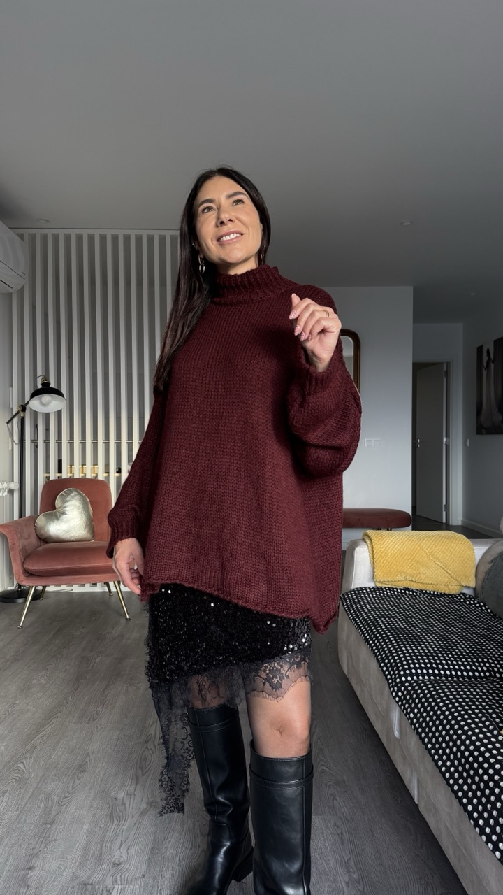 IMG_0148 – grande Camisola bordeaux oversize gola alta - Image 1