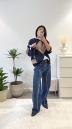 Camisola azul losangos
