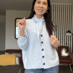 Cardigan azul gola removível
