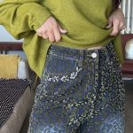 Jeans com padrão aveludado