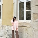 Camisola malha rosa pastel