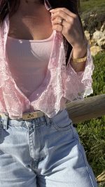 Body modelador rosa manga cava - Image 2