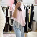 T-shirt rosa com franjas - LUMINA