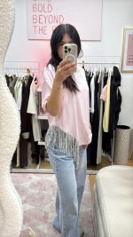 T-shirt rosa com franjas - LUMINA