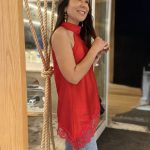 Top assimétrico vermelho