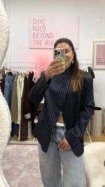 Blazer trespasse azul riscas brancas