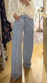 Jeans azuis costura desfiada - Image 2