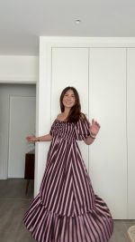 Vestido riscas castanho e rosa - Image 4