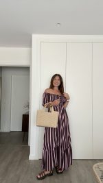 Vestido riscas castanho e rosa - Image 8