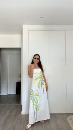 Vestido branco palmeiras