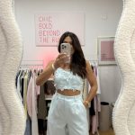Conjunto calças e top azul