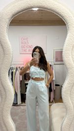 Conjunto calças e top azul