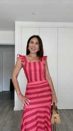 Conjunto saia e top riscas vermelho/bordeaux - Image 2