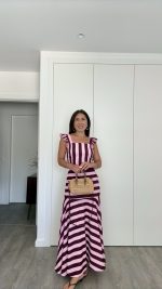 Conjunto saia e top riscas rosa/bordeaux - Image 3