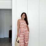 Conjunto calça e colete terracota/bege