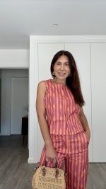 Conjunto calça e colete laranja/rosa - Image 3