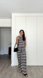 Conjunto calça e colete preto/branco