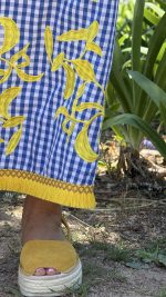 Conjunto saia e top vichy azul com bordados amarelos - Image 3