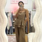Conjunto 100% linho taupe