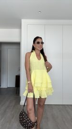 Saia/calção 100% linho amarelo - Image 2