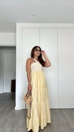 Vestido cordas amarelo