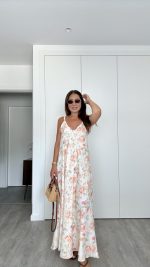 Vestido 100% linho flores