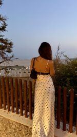 Vestido creme com bolinhas pretas - Image 8